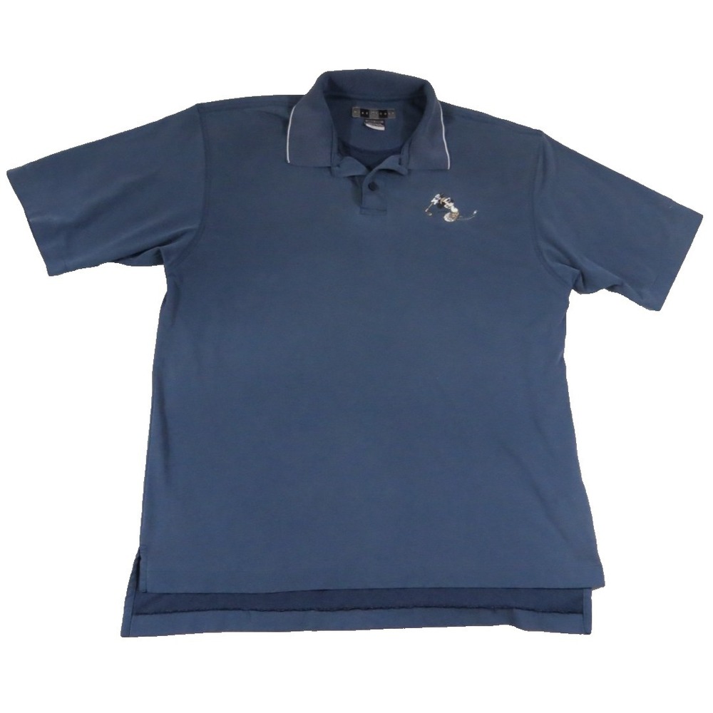 Nike Golf Mickey Mouse Polo Shirt Mens L Blue Dri-FIT Disney Vintage Embroidered